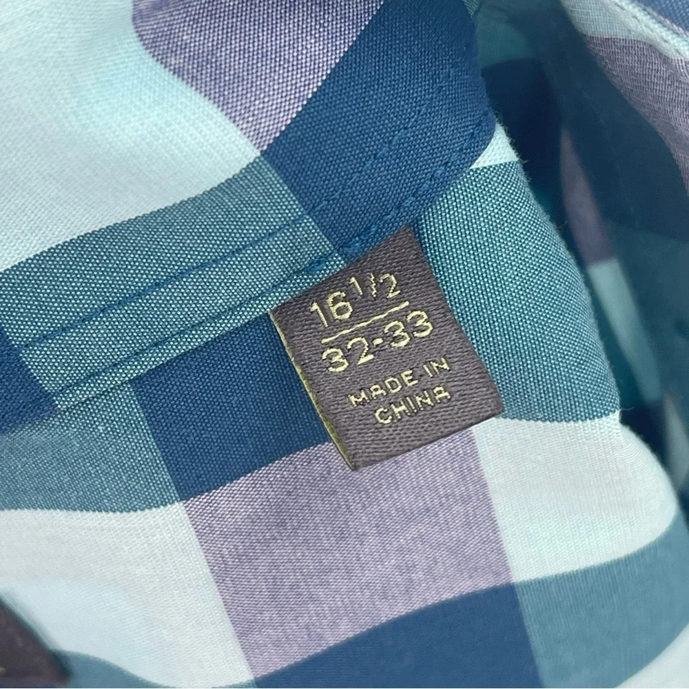 C2 by Calibrate blue Plaid Shirt 16.5 32-33 extra trim fit